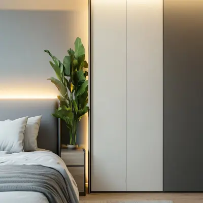 Contemporary 2-Door White And Dark Grey Sliding Door Wardrobe Design