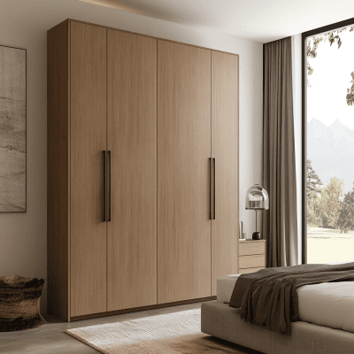4-Door Contemporary Swing Wardrobe Design With Double Handles