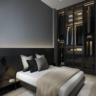 Bachelor Black Glass Wardrobe