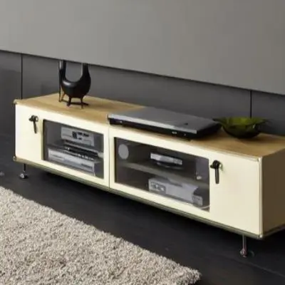 Industrial TV Unit Design in Cream Laminate