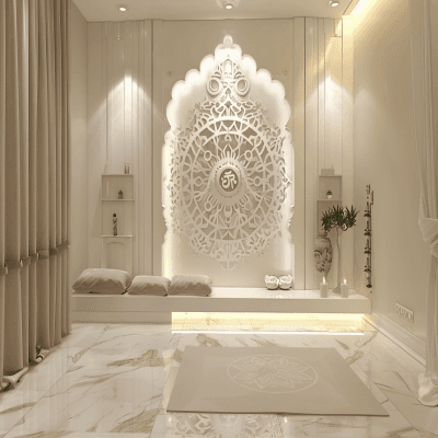 Modern Pooja Room Design With Om Mandala