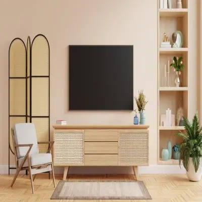 Modern TV Unit Design in Cream