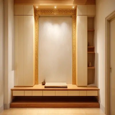 Contemporary Mandir Design With Spacious Interiors