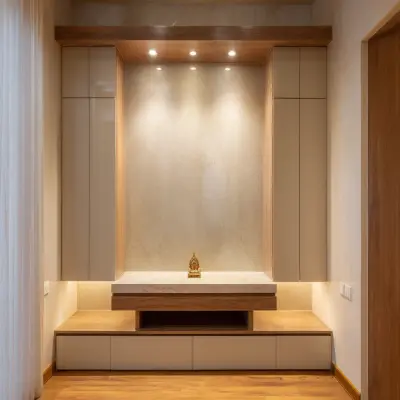 Contemporary Style Pooja Room Design With Simple Decor