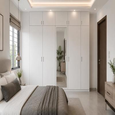 Hinged Modern Wardrobe Design with Loft and Mirror