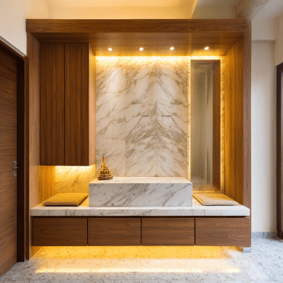 Modern Floor-Mounted Pooja Room Design